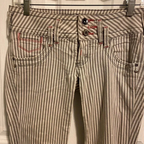 Rare Colcci Quality Denim Striped Jeans Women Size 4 Pockets double Buttons - Picture 8 of 8